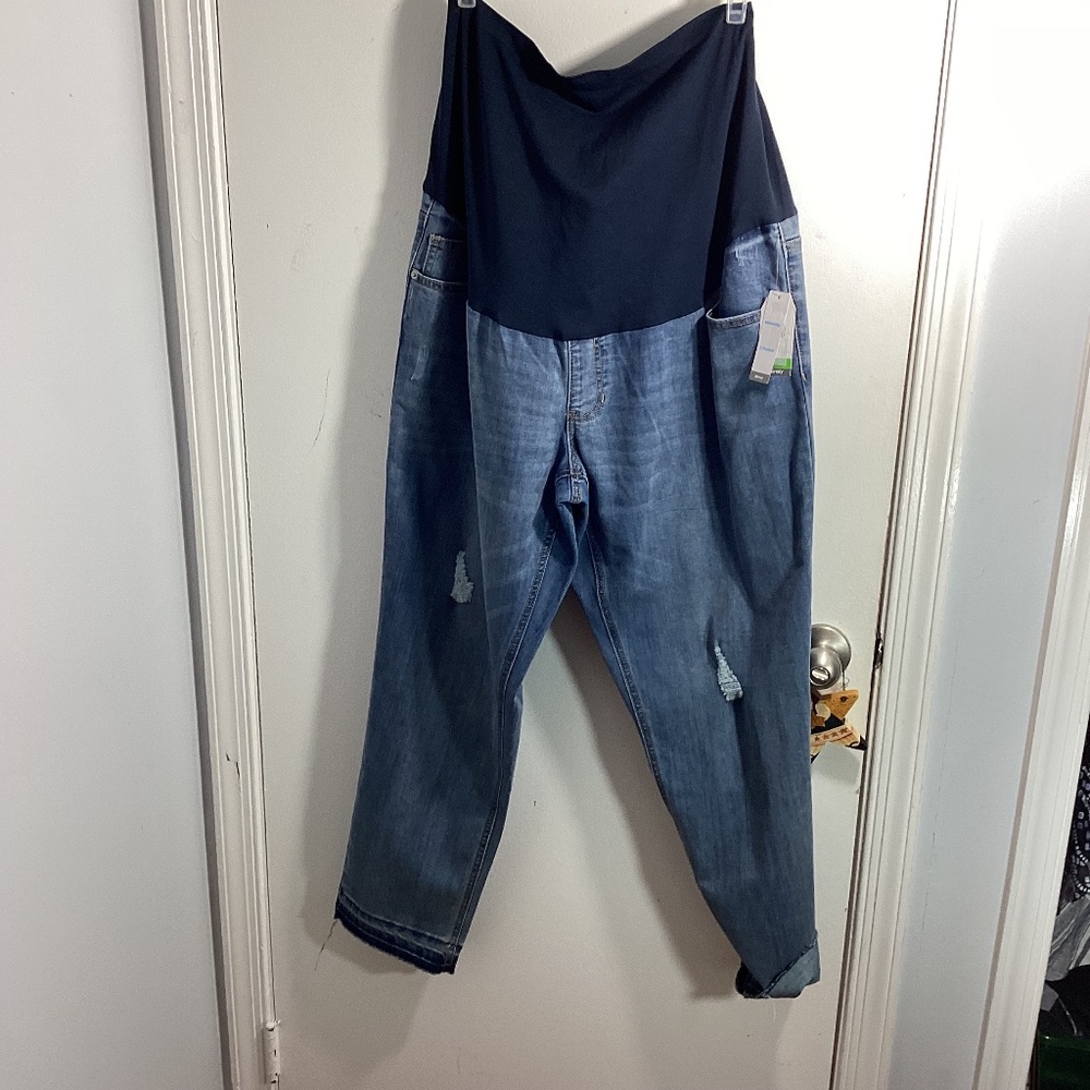 NWT TIME AND TRUE MATERNITY XXL (20) SKINNY 5 POCKETS JEANS COMFORT BELLY BAND